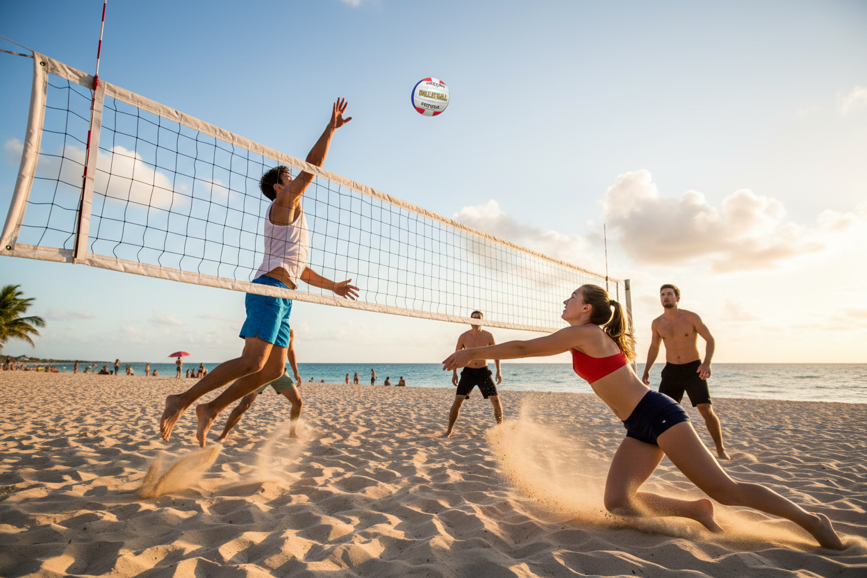 Lifestyle photo of official volleyball in action