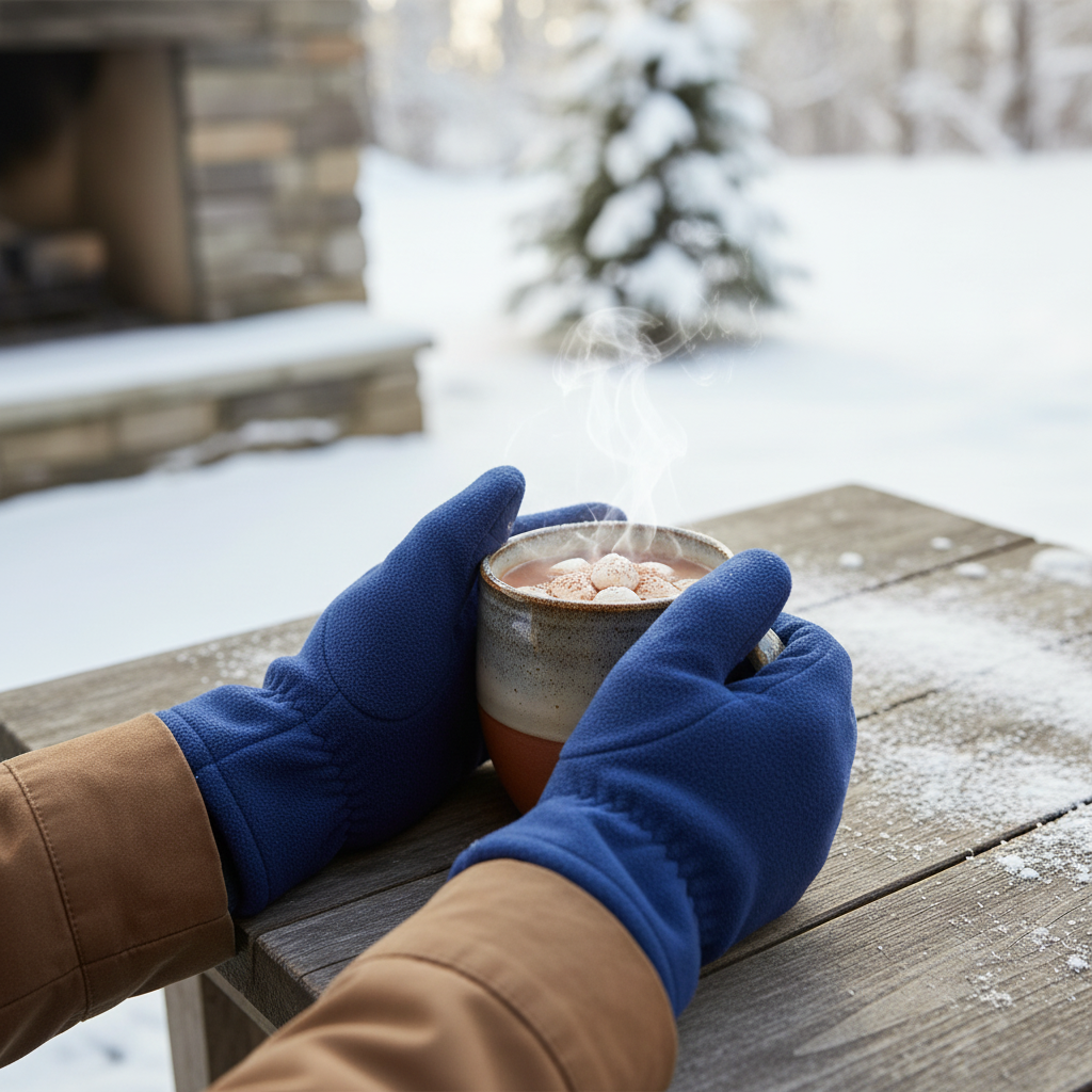 Lifestyle photo of royal blue gloves