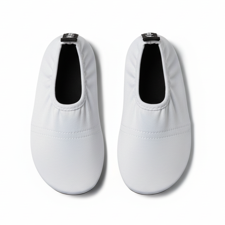 Light gray water shoes on white background