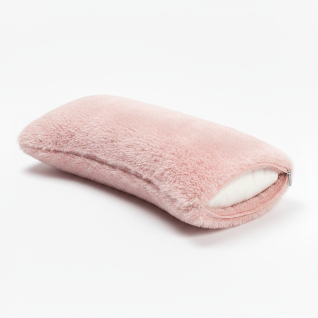 Light Pink Fur Bone-Shaped Neck Support Pillow