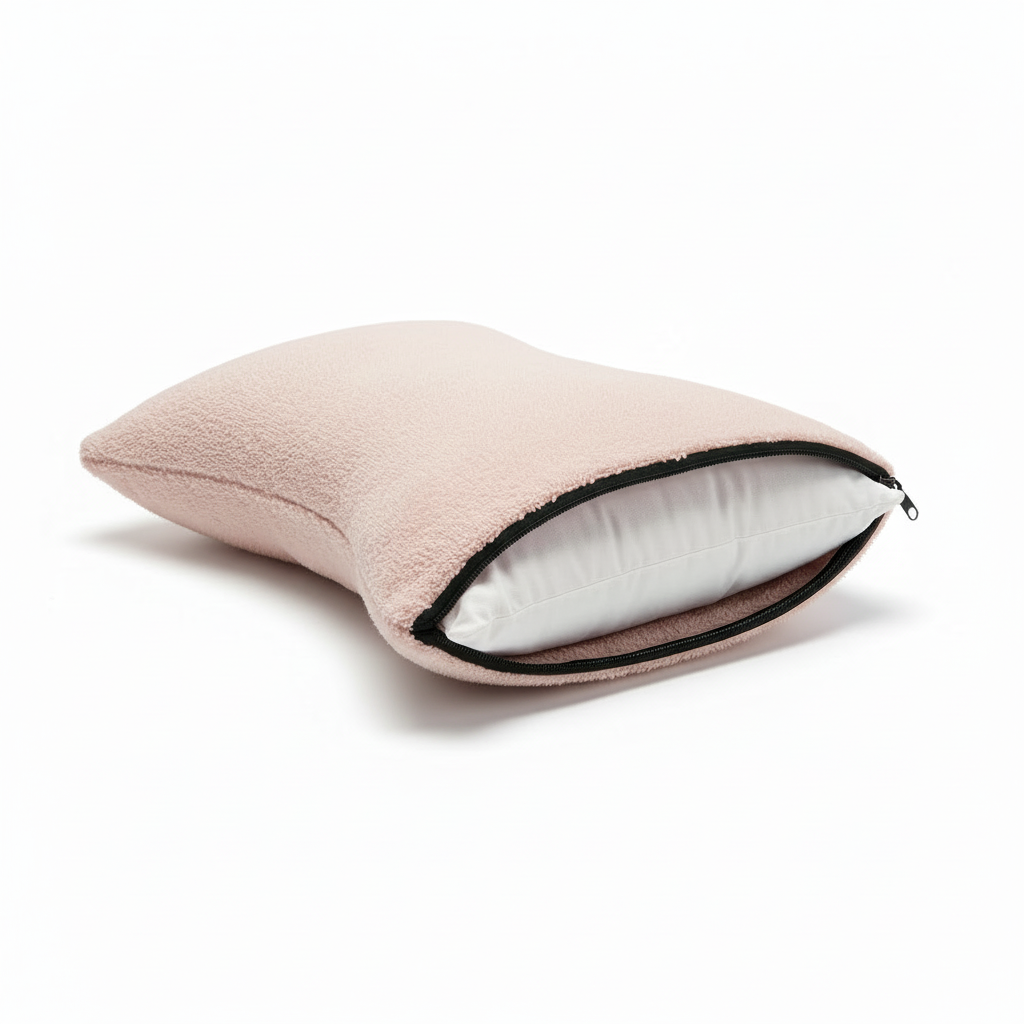 Light pink microfiber neck pillow product photo
