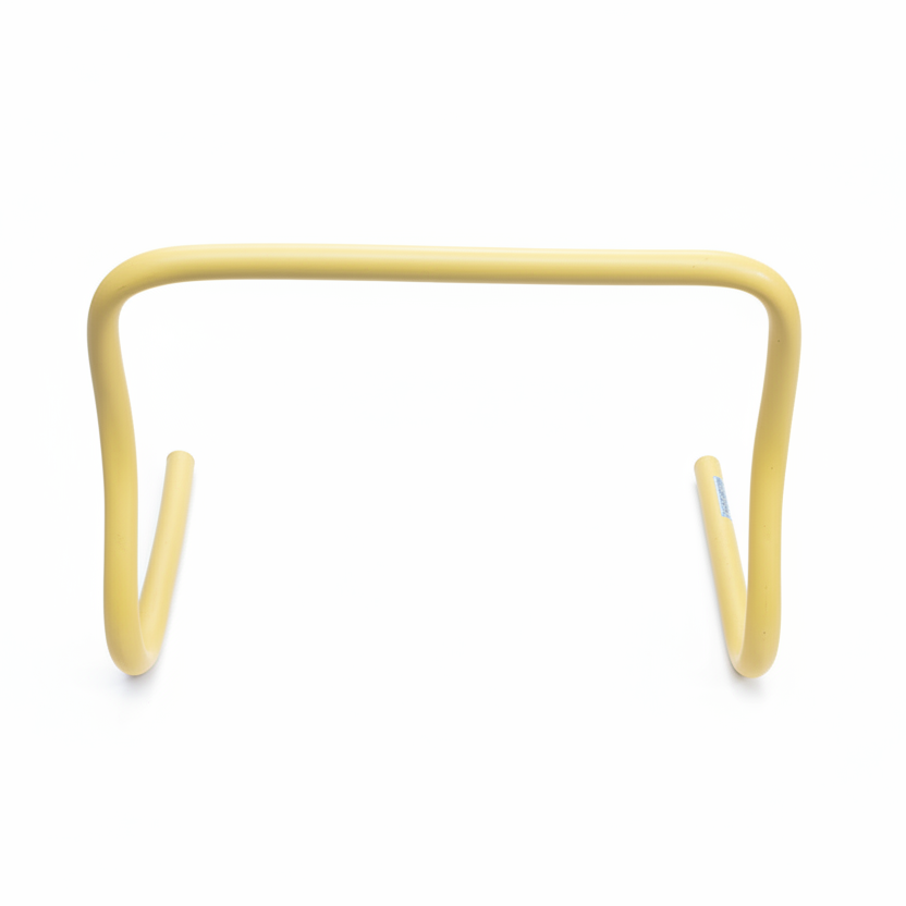 Light yellow agility hurdle white background