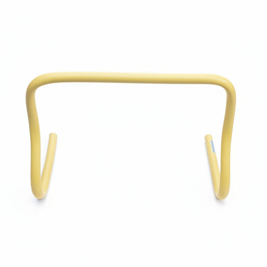Light yellow agility hurdle white background