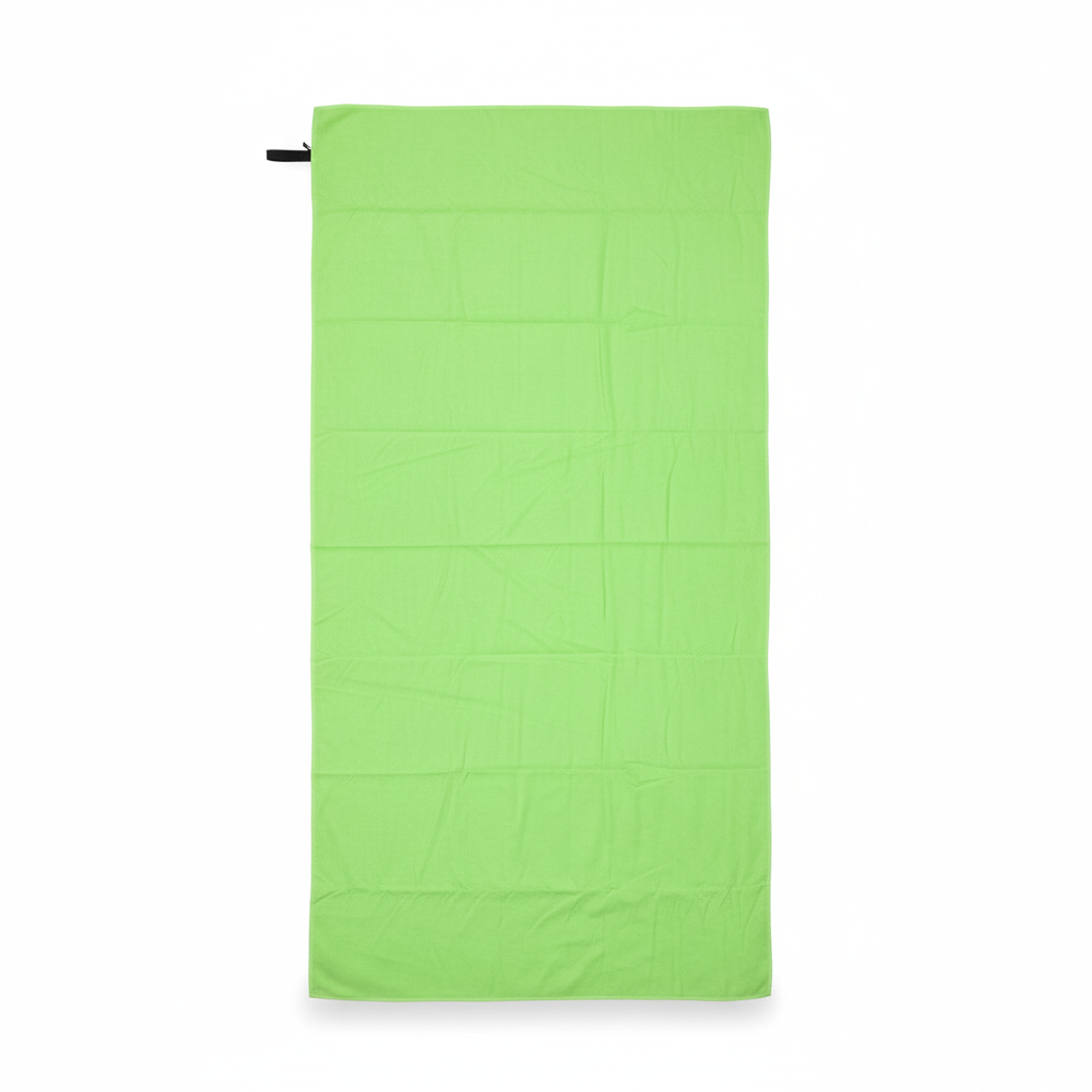Lime green towel on white background