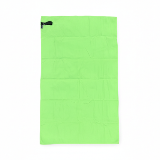 Lime green towel on white background