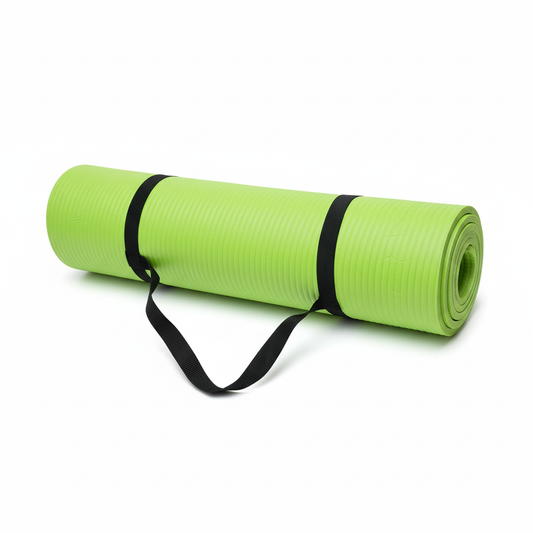Lime green yoga mat white background