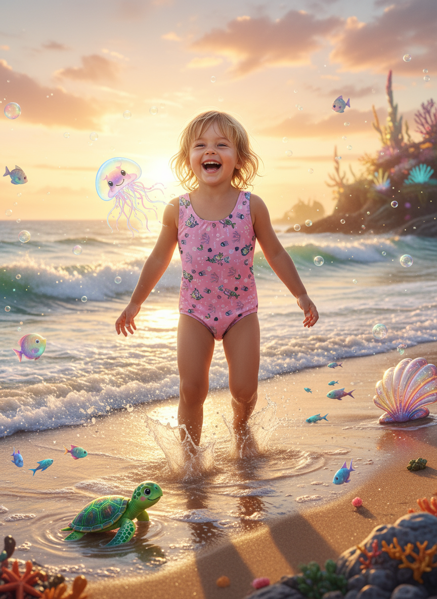 Swimsuit (Maillot) One-Piece - Mermaid Pink