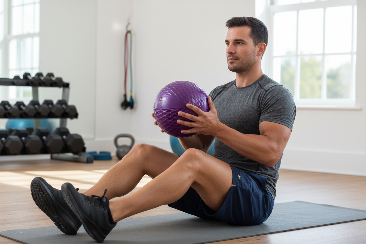 Man using purple toning ball