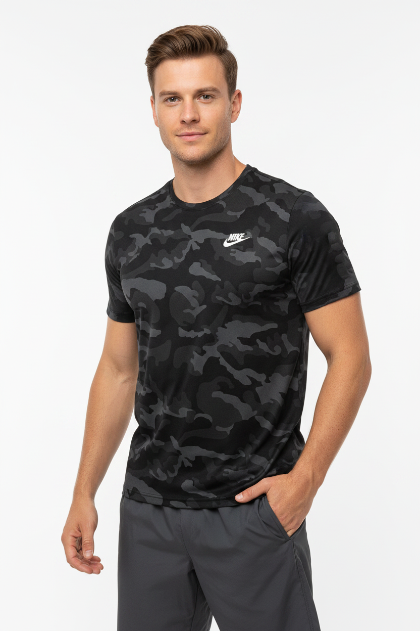 Man wearing Nike camo T-shirt