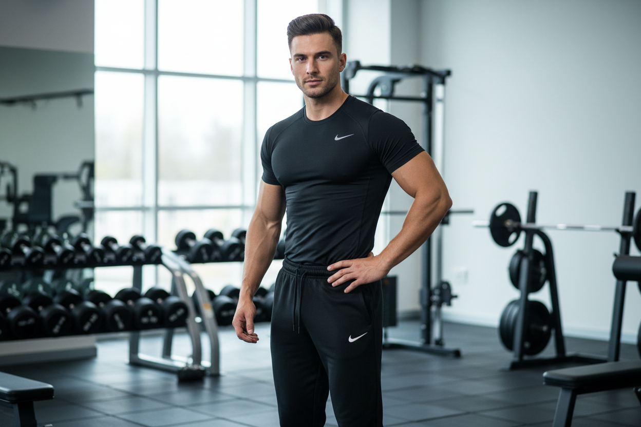 Man Wearing Nike Joggers at Gym