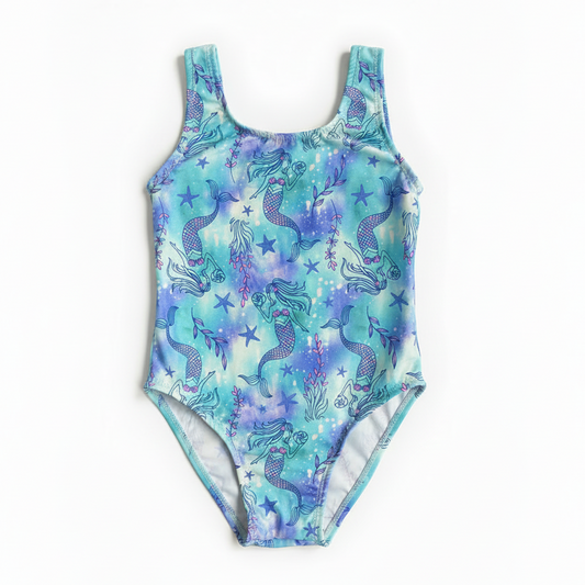 Mermaid Print Swimsuit - White Background