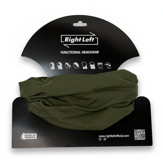 Military green headgear on white background