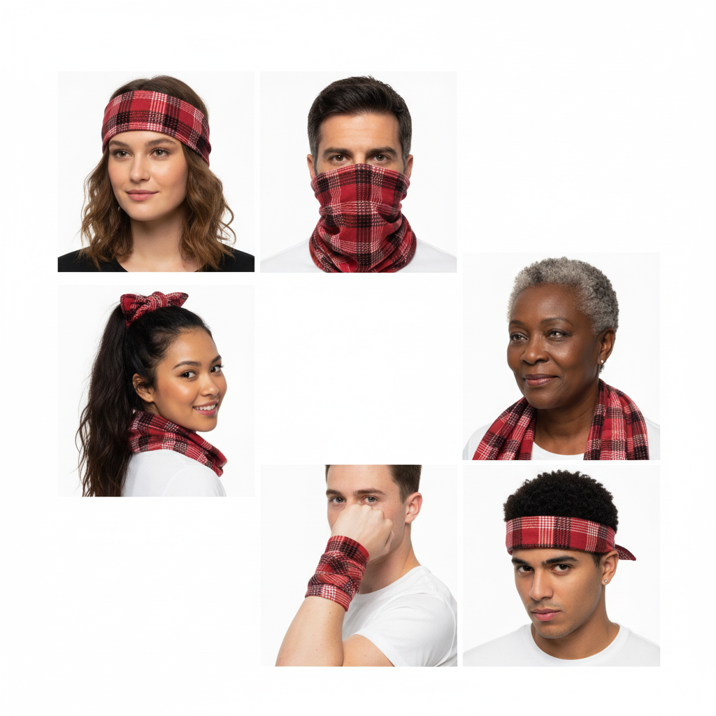 Functional Headgear - Coton Lycra Carreau Red