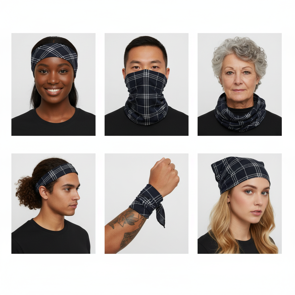 Functional Headgear - Coton Lycra Carreau Navy
