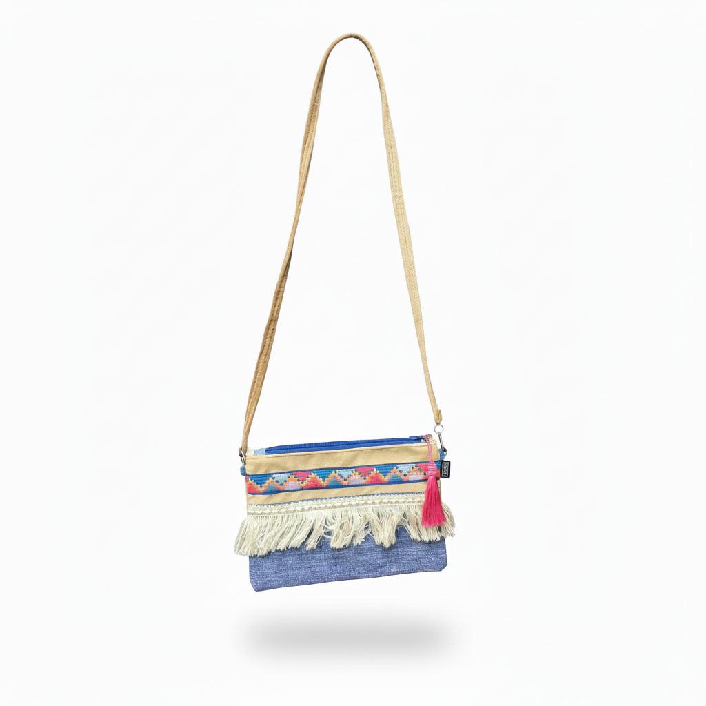 Crossbody bag Blue Multicolor Embroidery