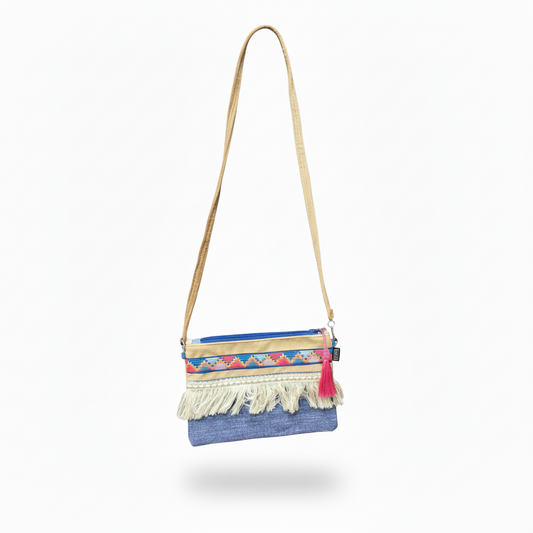 Crossbody bag Blue Multicolor Embroidery