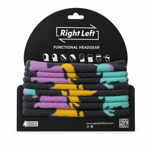 Multicolor headgear with refined black carton layout