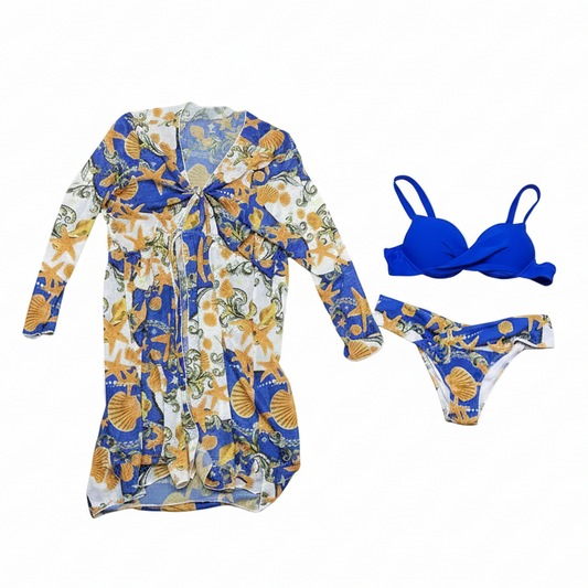 Nautical Starfish Swimsuit Set White Background