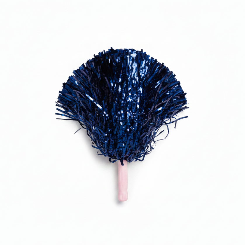 Navy Blue Pom Pom White Background