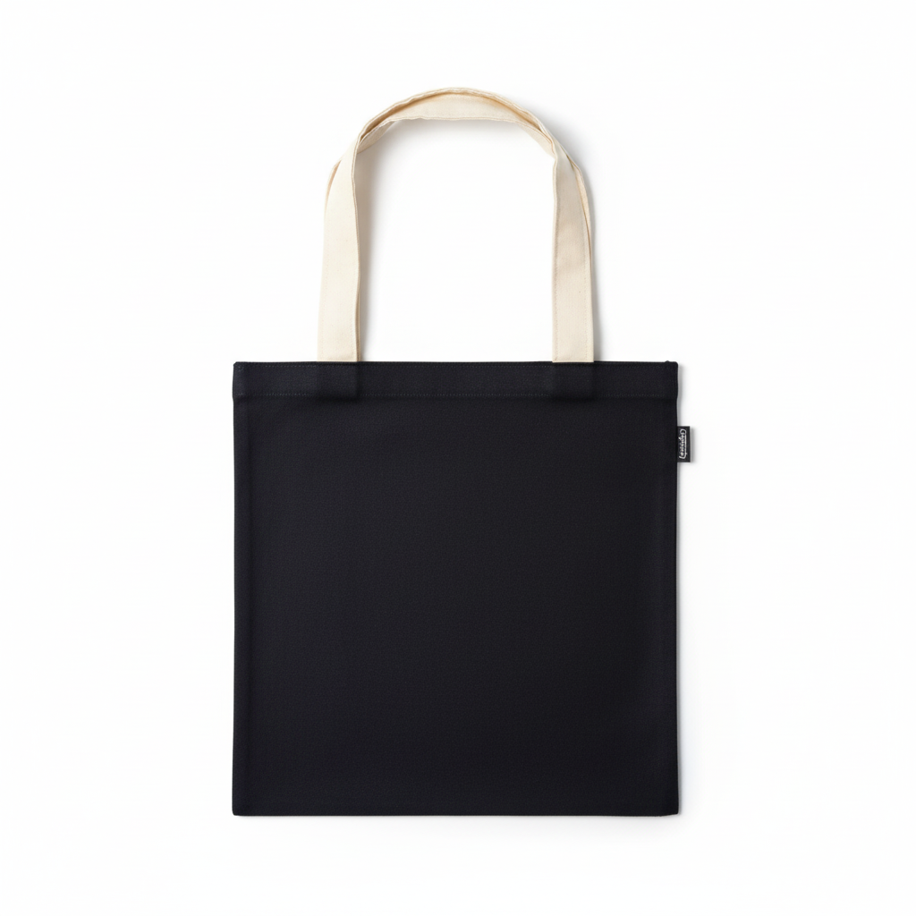 Small Tote Bag Linen Black Beige Strap