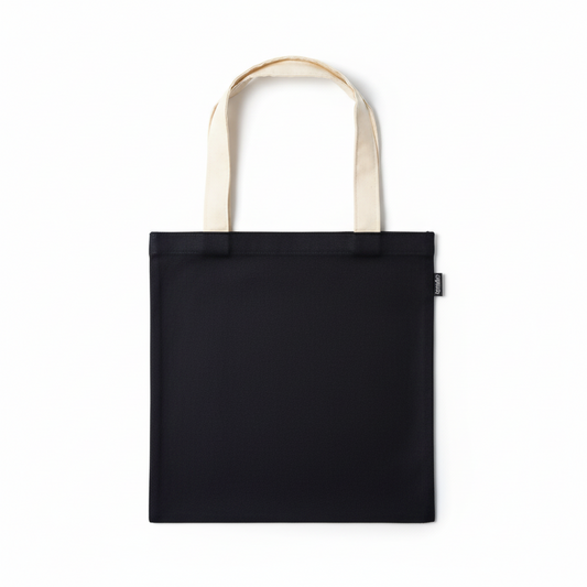Small Tote Bag Linen Black Beige Strap