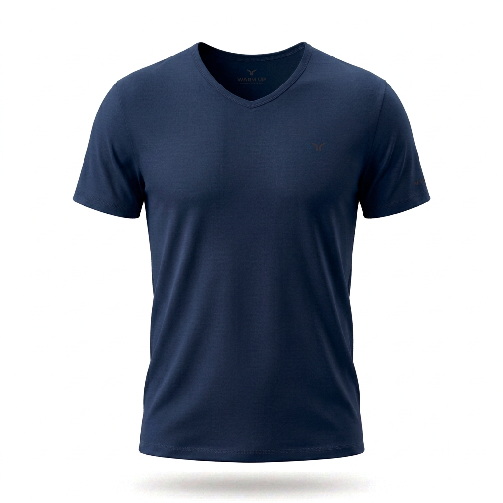 Navy T-shirt on a white background