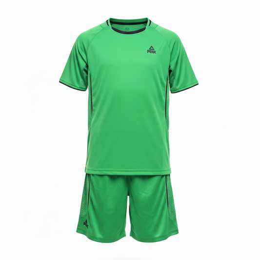 Neon green PEAK uniform ghost mannequin white background