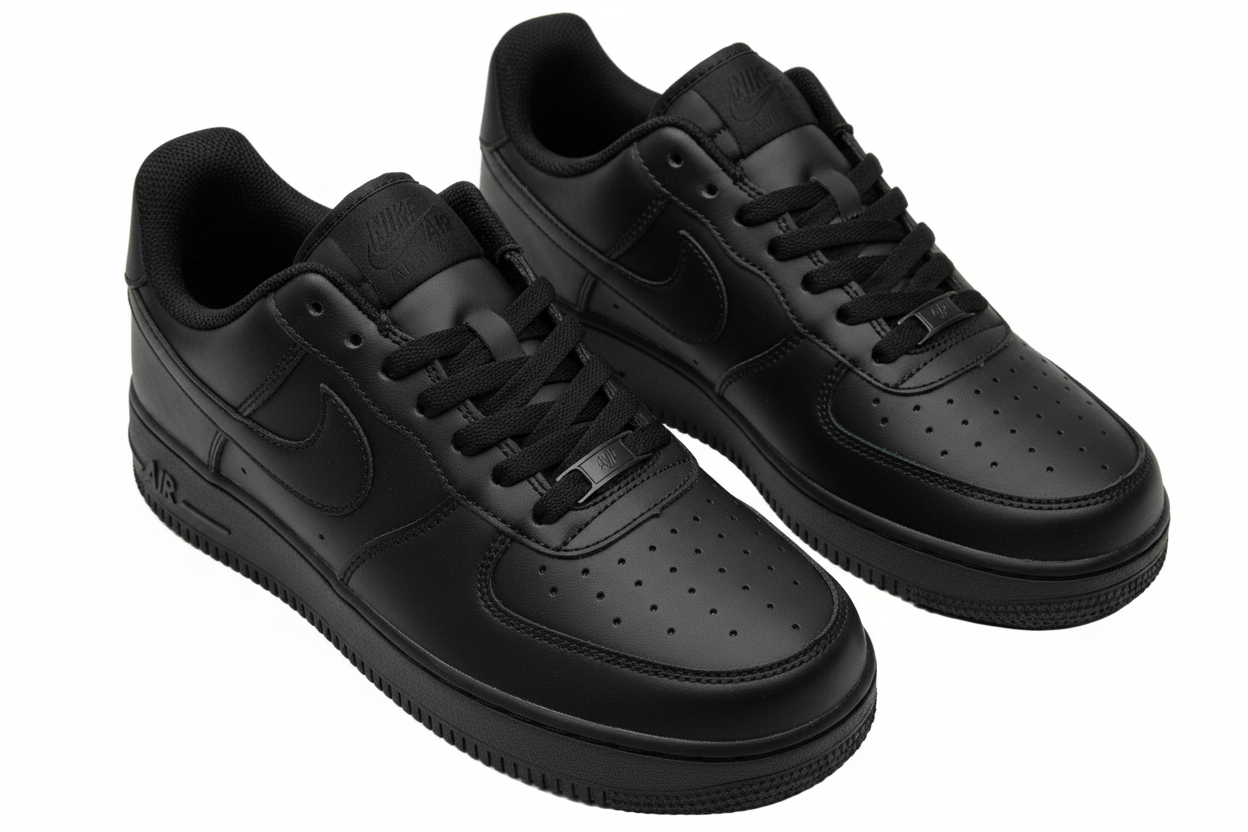 Nike Air Force 1 Black Pair View