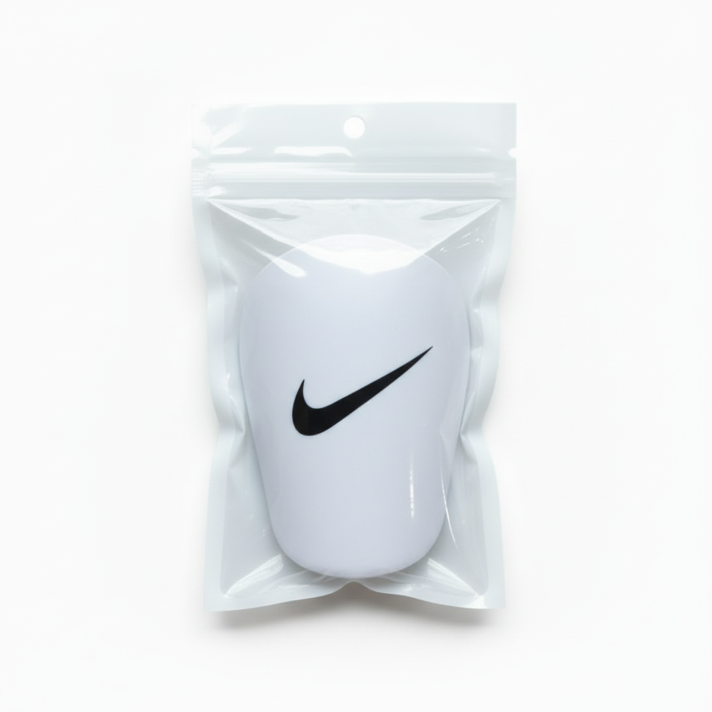 Nike Shin Guard White Black Logo in Packaging