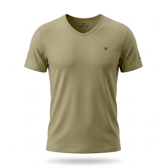 Olive T-shirt styled like the white reference