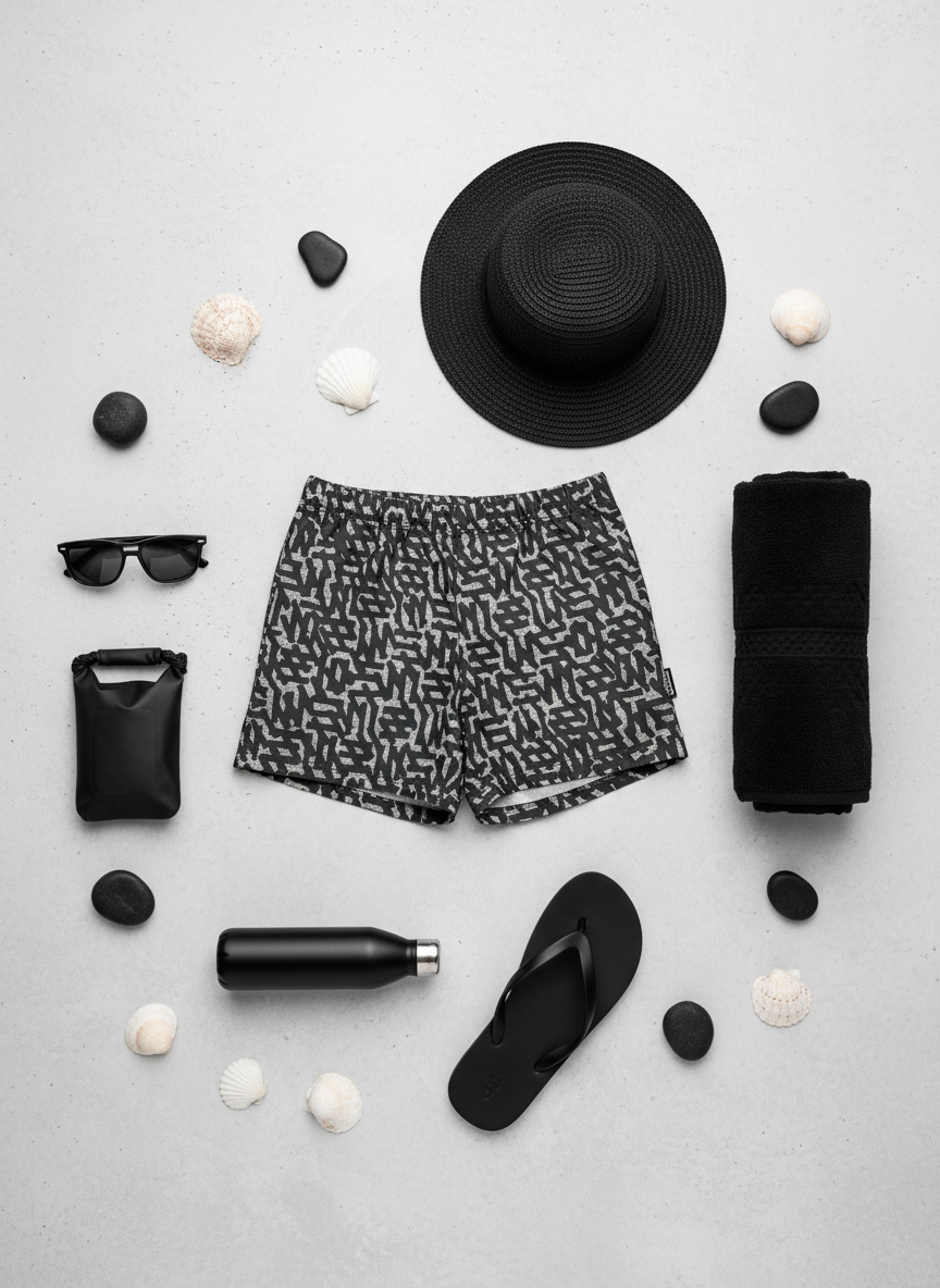 Boys swim short Pixels Grey