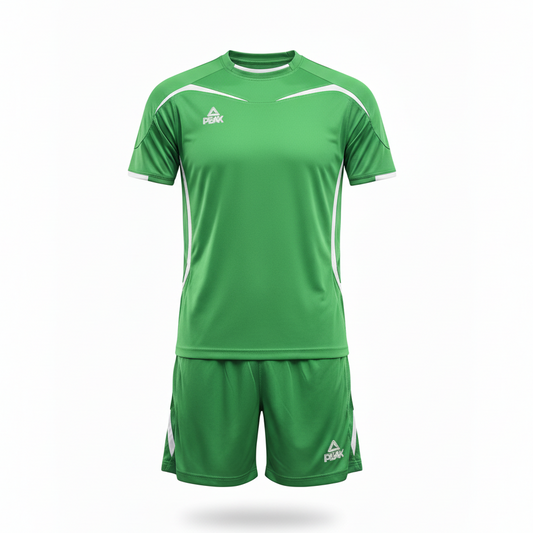 PEAK Bright Green & White Swoosh Uniform – Ghost Mannequin Front View