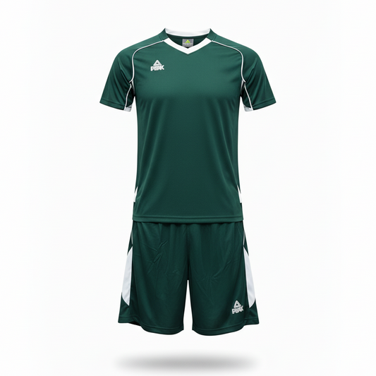 PEAK Dark Green & White Uniform – Ghost Mannequin Front View