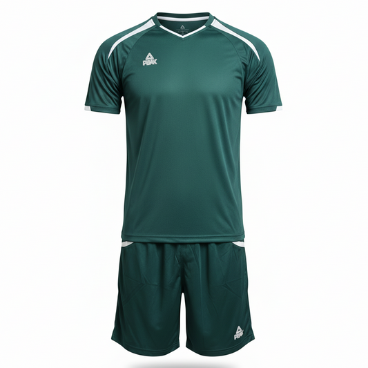 PEAK Dark Teal & White Uniform – Ghost Mannequin Front View