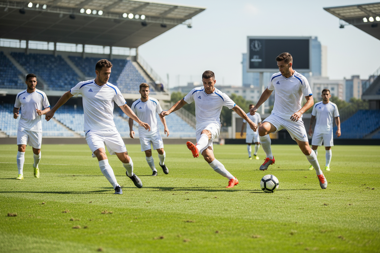 Peak White Blue Uniform Football Team