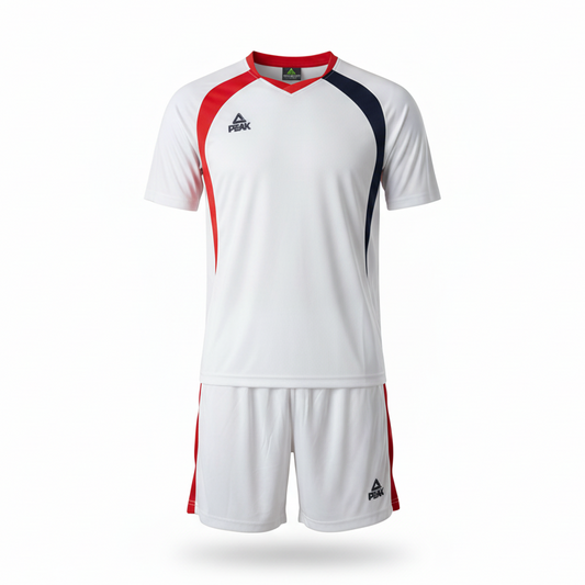 PEAK White Red Navy Uniform - Ghost Mannequin Front View White Background