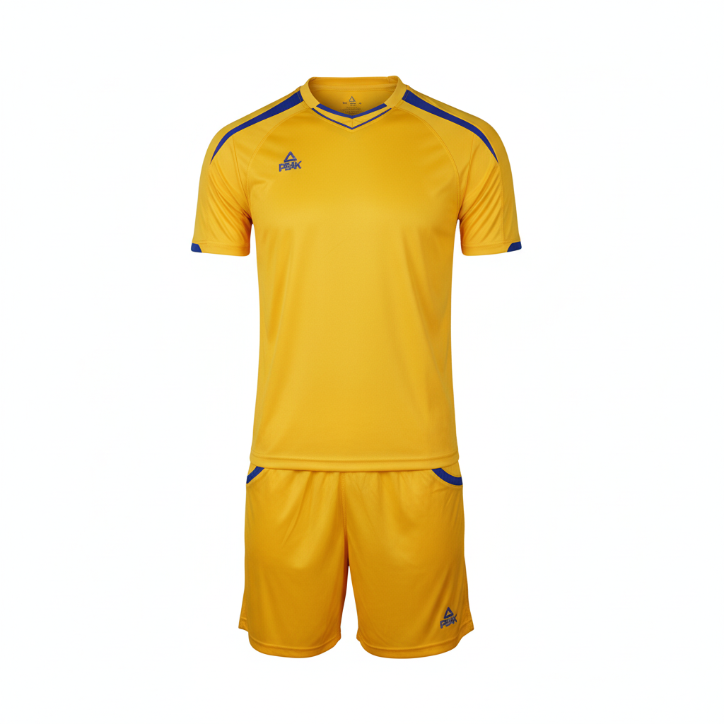 Peak Yellow & Blue Uniform – Ghost Mannequin White Background