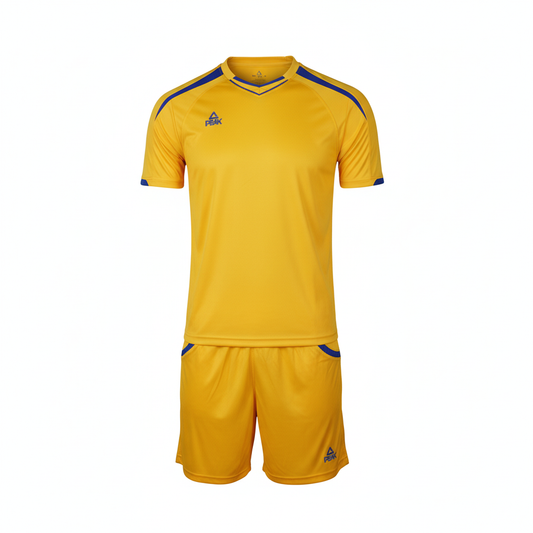Peak Yellow & Blue Uniform – Ghost Mannequin White Background
