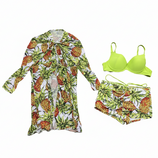 Pineapple Print Swimsuit Set White Background
