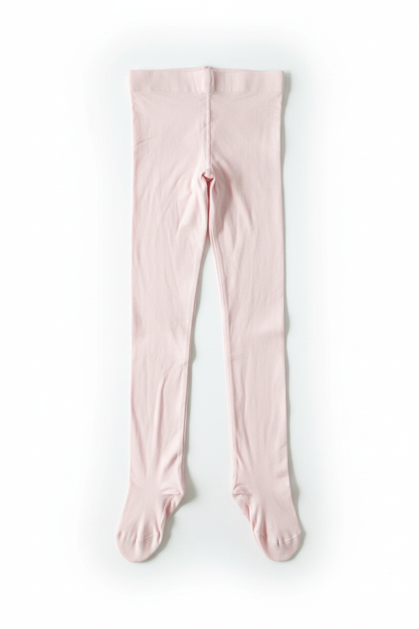 Pink Ballet Footed Tights - White Background Ironed