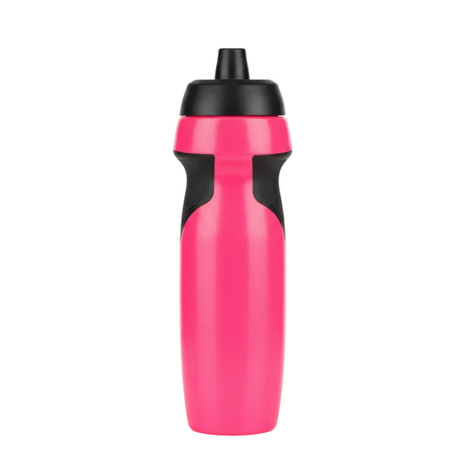 Pink & Black Sports Water Bottle on White Background