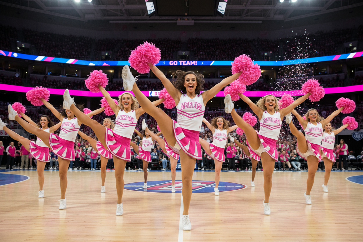 Pink Pom-Poms Cheerleading Team Lifestyle