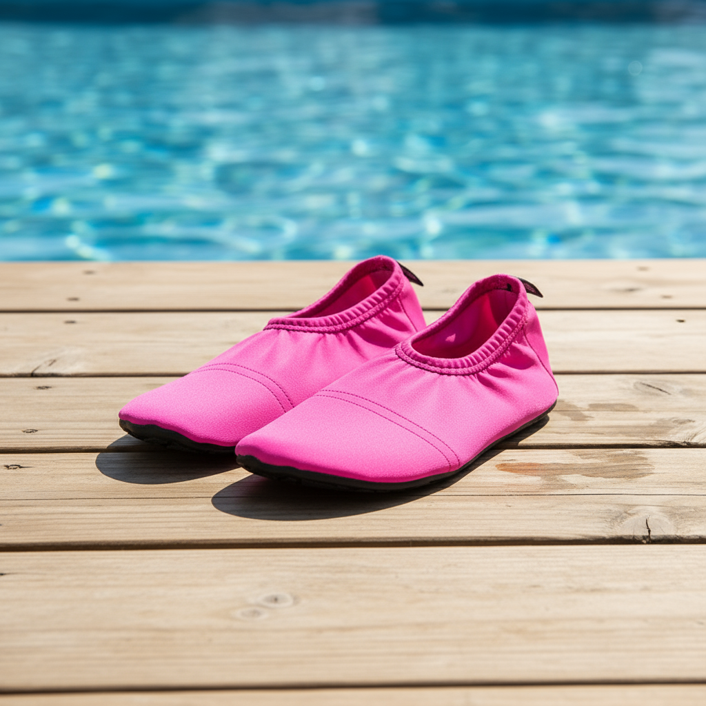 Pink Water Shoes on Pool Deck