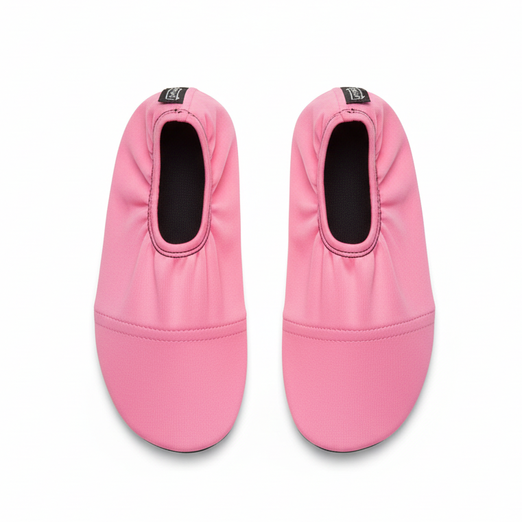 Pink water shoes on white background