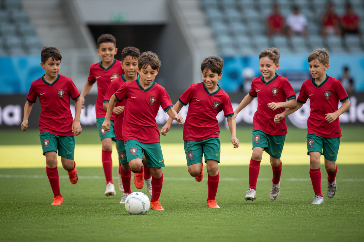 Portugal Kit – Kids Team Playing Football