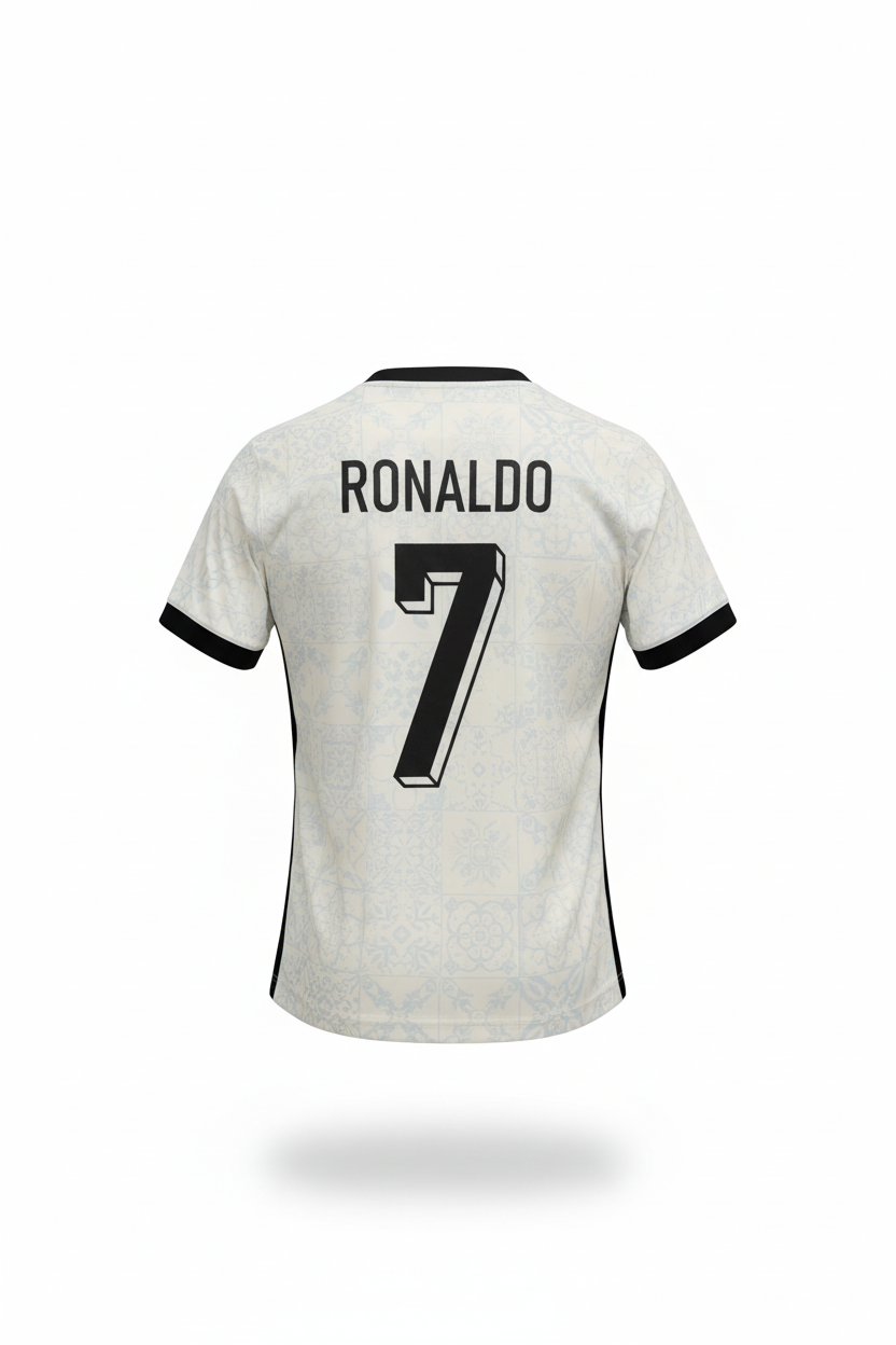Portugal Ronaldo #7 Jersey – Back View Ghost Mannequin White Background