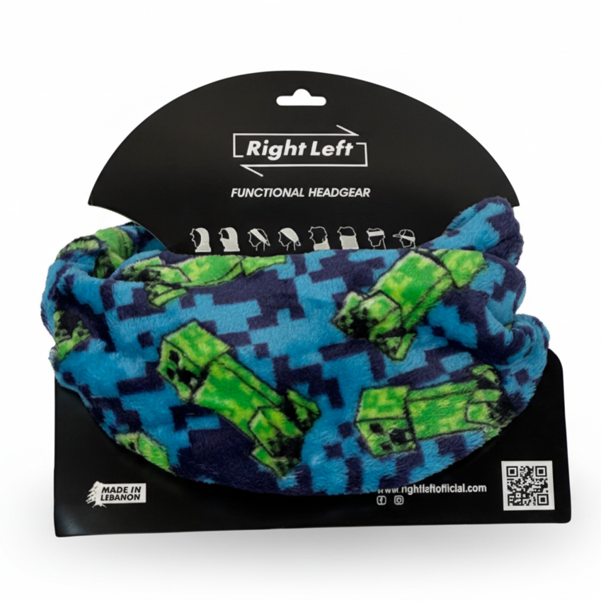 Product photo with white background - blue green camo neck gaiter