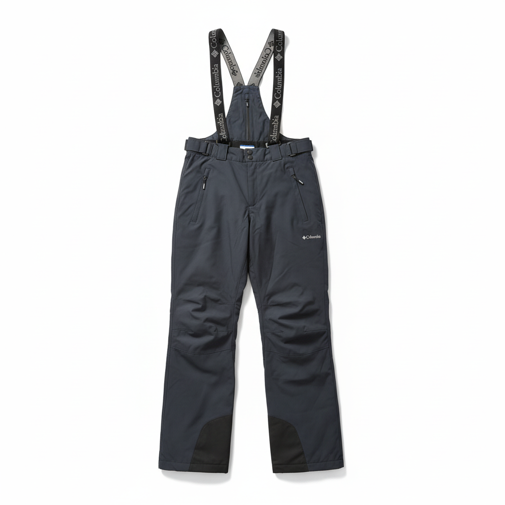 Product photo with white background - dark gray Columbia ski pants