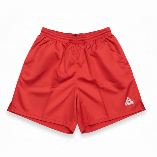 Pure red PEAK shorts on white background