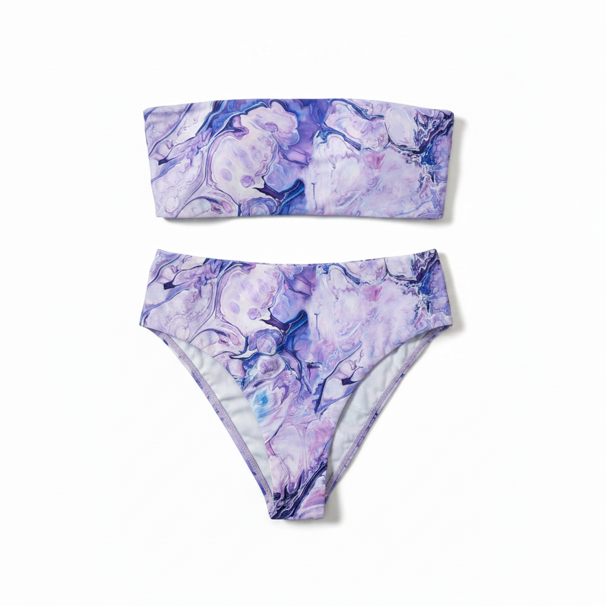 Swimsuit (Maillot) Two-Pieces Lavender Marble